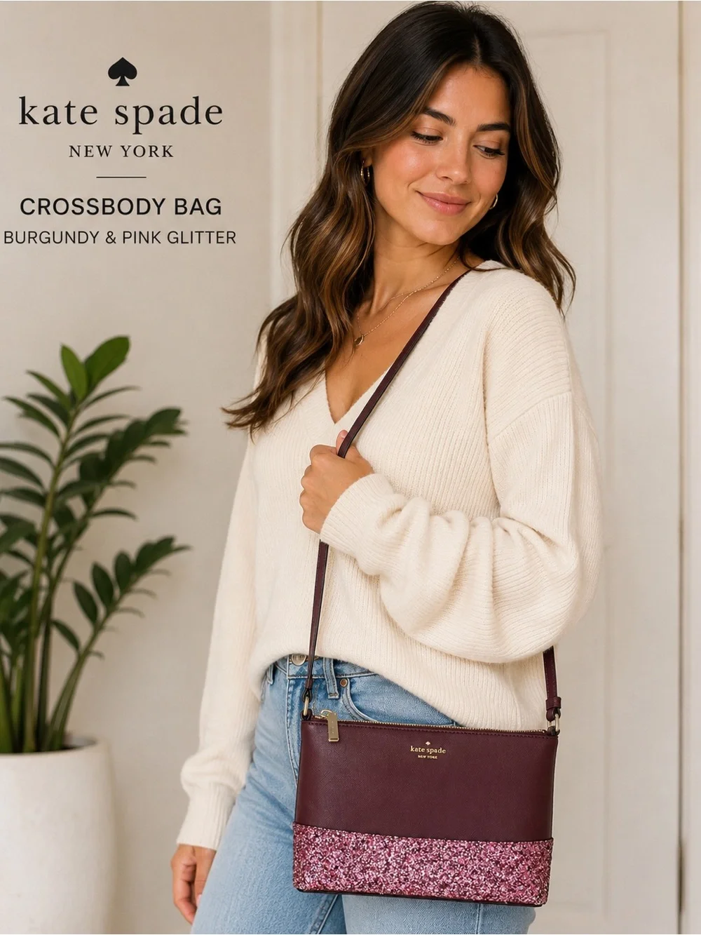 Kate Spade New York Cherrywood Glitter Crossbody Bag - Picture 2 of 9